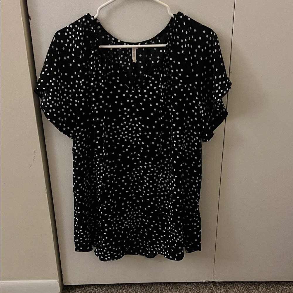 Elegant Black and White Polka Dot Blouse